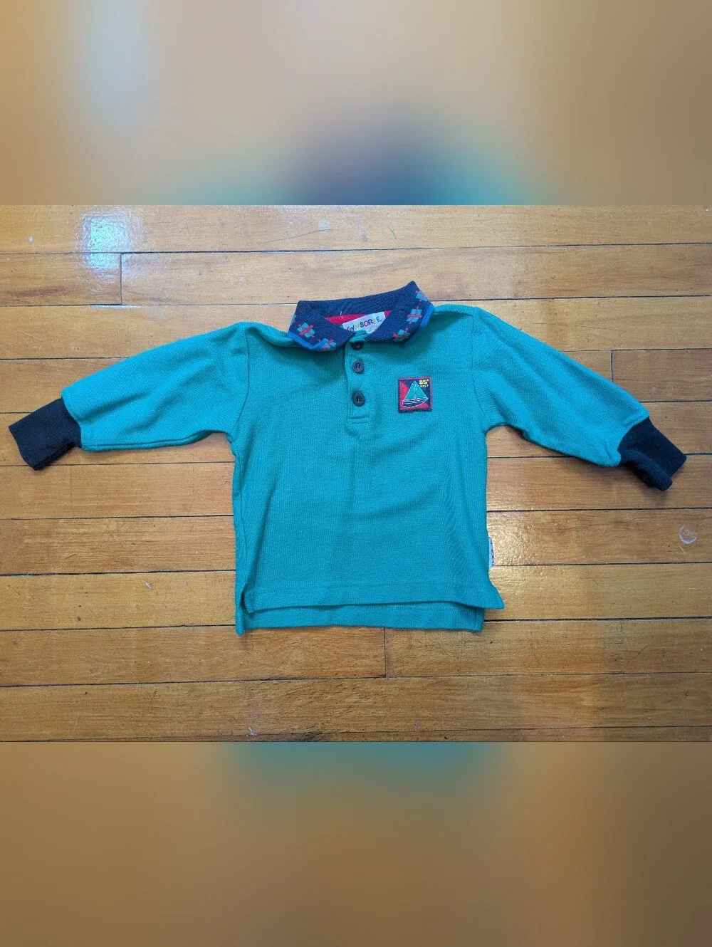 Vintage Rainbow Tag Gymboree Polo Collar Shirt Boat Colorblock Boys XS 90s 80s